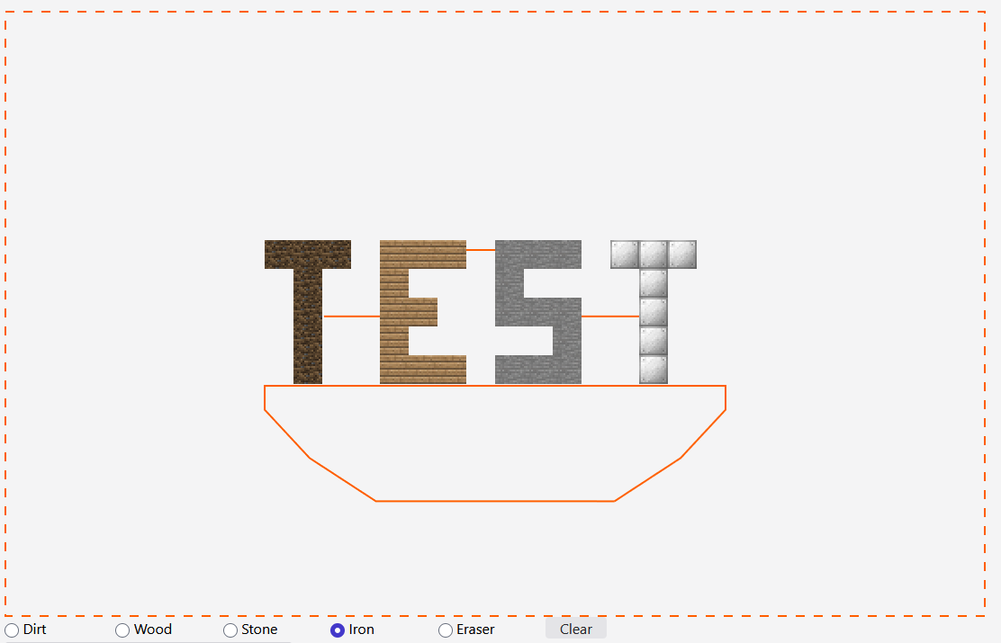 The word "test" drawn in blocks over a simple rendering of the stage "Battlefield" from Super Smash Bros. Ultimate